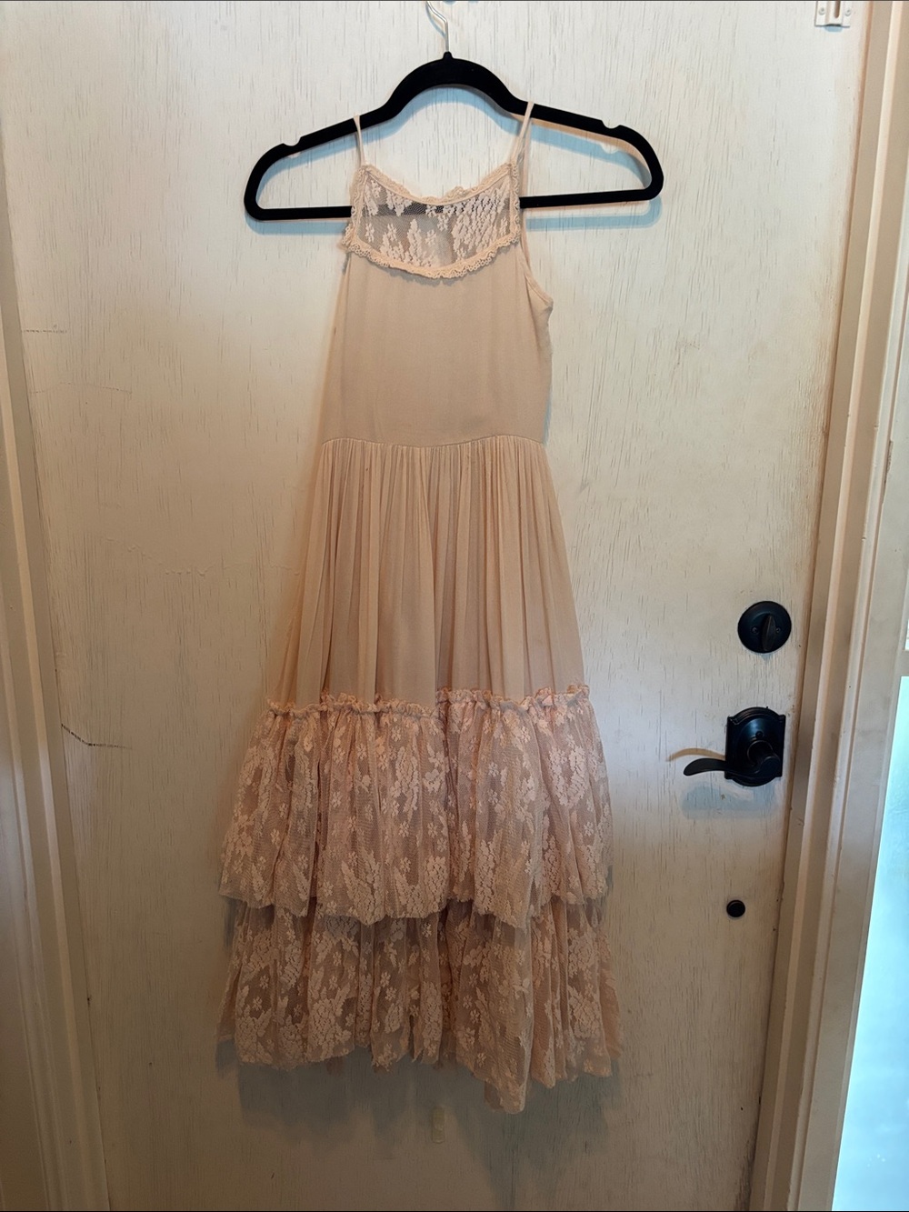 Joyfolie Lace Tiered Maxi Dress - Cream
